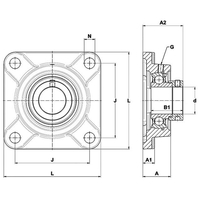 Palier Auto-aligneur Carre Fonte FY 55 TF référence fournisseur 227199